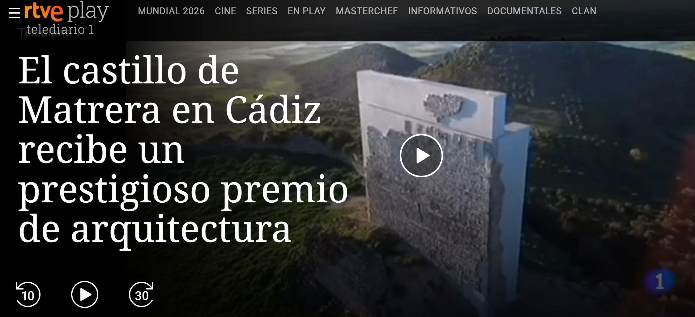 Imagen del Evento Telediario 1: El Castillo de Matrera recibe un prestigioso premio de arquitectura. 16/04/19